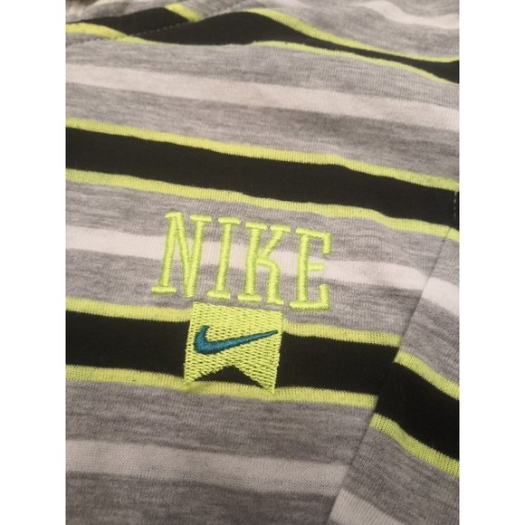 Boys Nike Zip Up Hoodie Striped Black Gray Green Wht. Size 8-10 - Picture 3 of 4